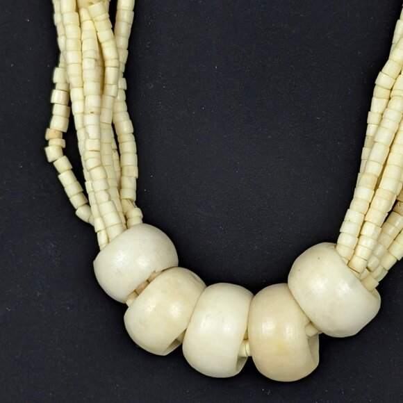 Vintage 7-Strand Bone Bead Necklace - Picture 3 of 6
